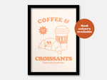 Coffee And Croissants Takeaway Diner Print: Blue / A4