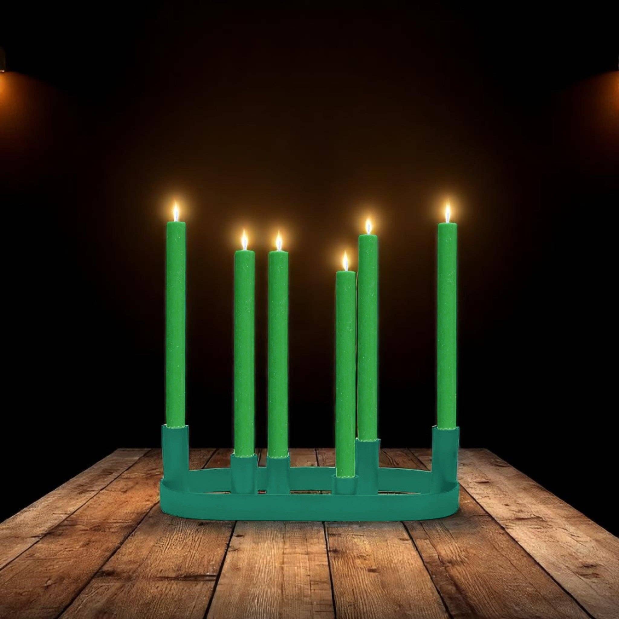 NEW! Oval Metal Candelabra in Beryl Green: 2