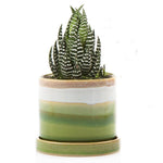 Minute - Glazed Modern Ceramic Pot with Saucer: Blue Aqua / 5"
