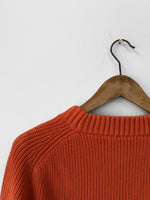 Organic Chunky Knit Fisherman Jumper Tangerine Orange: Xl