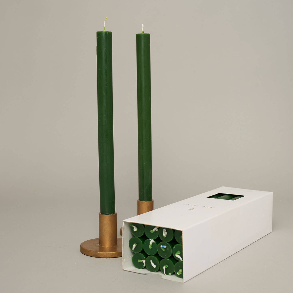Holly Leaf Coloured Taper Candles - 12hr Burn