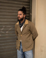 Olive Brown Corduroy French Twill Chore: XL