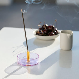 Duo Tone Glass Incense Holder: Smoke and Amber