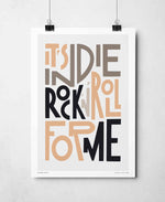 Indie Rock and Roll Song Lyric Typography Print: Unframed / Light Background / A3