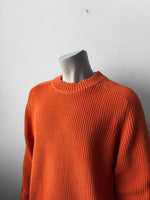 Organic Chunky Knit Fisherman Jumper Tangerine Orange: Xl