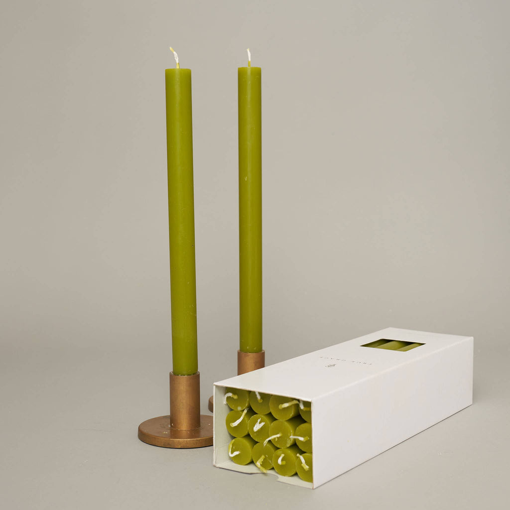 Leaf Green Coloured Dining Candles