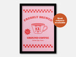Freshly Brewed Ground Coffee Takeaway Print: Cream / A4