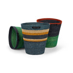 Seagrass Waste Paper Basket in Pompadour and Midnight Blue
