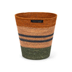Seagrass Waste Paper Basket in Olive & Old Rose
