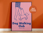 Dog Walking Club Handdrawn Print: Red and Pink / A5