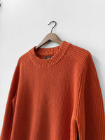Organic Chunky Knit Fisherman Jumper Tangerine Orange: Xl