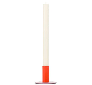 Tall 6cm Two-Tone Orange Flame & Venetian Pink Metal Candleholder: 6