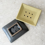 MAATI Stoneware Rectangular Soap Dish: White Wash