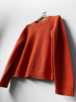 Organic Chunky Knit Fisherman Jumper Tangerine Orange: Xl