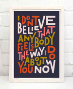 Wonderwall Indie Music Bold Typography Song Lyric Print: Unframed / Light Background / A4
