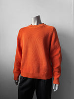 Organic Chunky Knit Fisherman Jumper Tangerine Orange: Xl