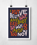 Wonderwall Indie Music Bold Typography Song Lyric Print: Unframed / Light Background / A4