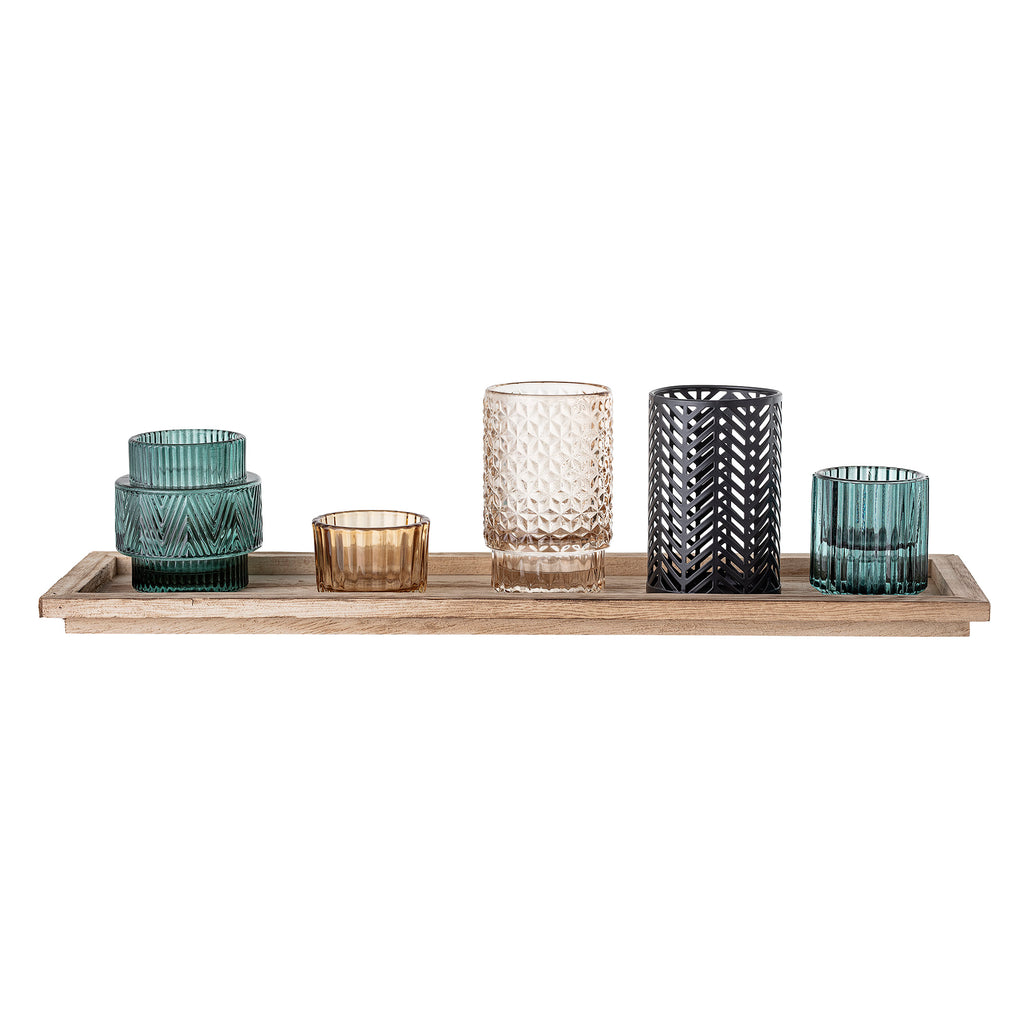 Sanga Tray w/Votive Blue Glass