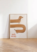 Art Print – Hello Sausage | Abstract Minimalist Wall Art : A4 - 21cm x 29.7cm