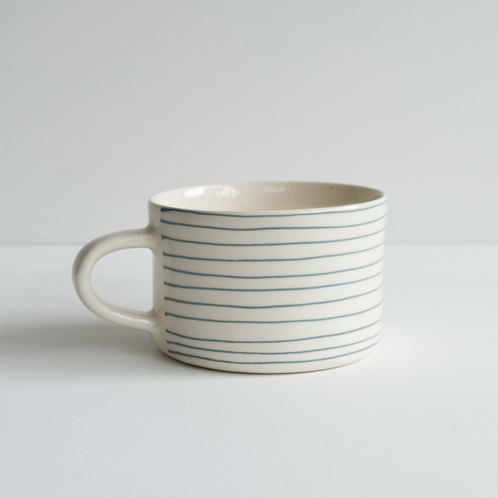 Hand painted mugs Dove Grey stripe