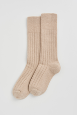 Milky Tea Beige Merino Bed Socks: Milky Tea Beige / Small (UK 4-8)
