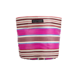 Large 25 cm - Eco Woven Plant Pot Cover in Neyron Pink, Pompadour & Pearl: 6