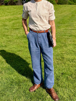 French Work Pants Indigo Blue Herringbone: 38"