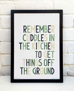 Remember Cuddles In The Kitchen Indie Music Typography Print: Unframed / Light Background / A4