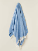 Herringbone Pure Wool Throw: Teal