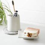 MAATI Stoneware Rectangular Soap Dish: White Wash