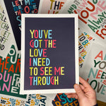 You've Got The Love Dance Music Song Lyric Typography Print: Unframed / Dark Background / A4
