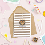 Owl Birthday Card - Detachable Wooden Token as Keyring