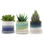 Minute - Glazed Modern Ceramic Pot with Saucer: Blue Aqua / 5"