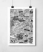 The History of Rap Hip Hop Music Print: Unframed / Grey & White / A3 Print