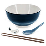 Ceramic noodle bowl set - Blue whale