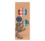 Mixed Set Reds, Oranges & Blues Striped Eco Dinner Candles, 4 per pack