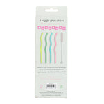 Glass straws with cleaning brush (set of 4) - Wiggly (multi-