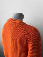 Organic Chunky Knit Fisherman Jumper Tangerine Orange: Xl