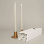 Cool Grey Coloured Box of 12 Taper Candles - 12hr Burn