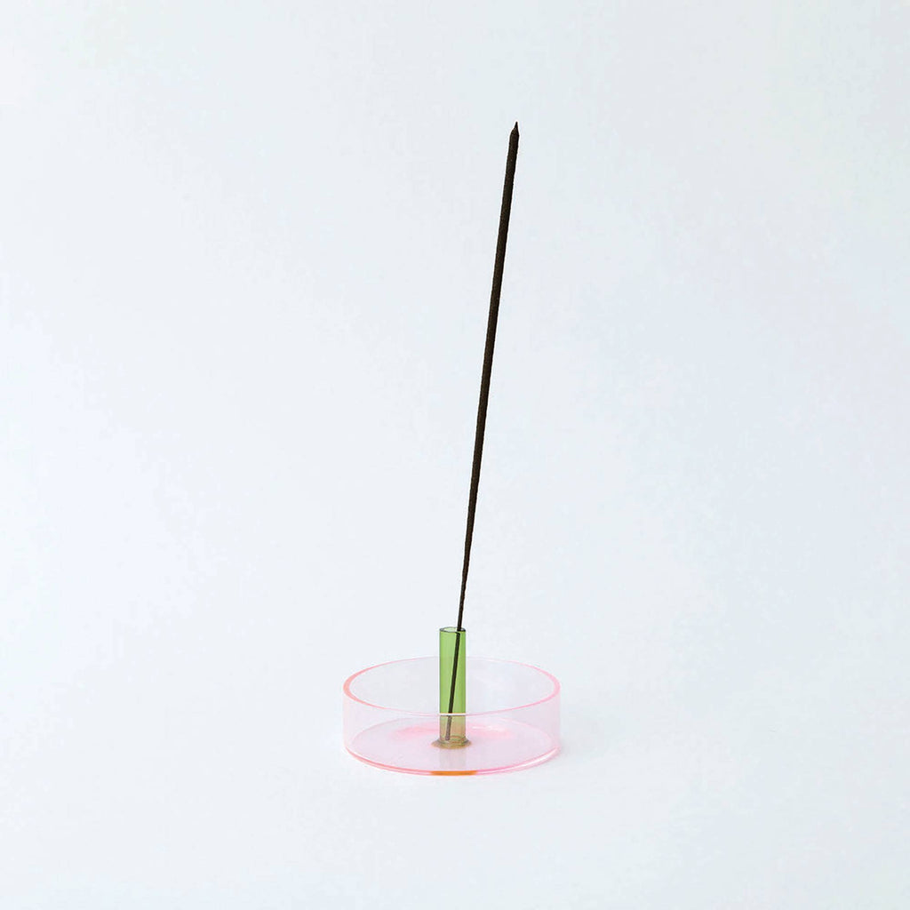 Duo Tone Glass Incense Holder: Pink and Green