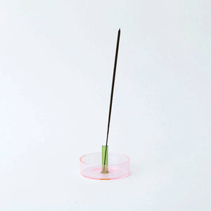Duo Tone Glass Incense Holder: Pink and Green