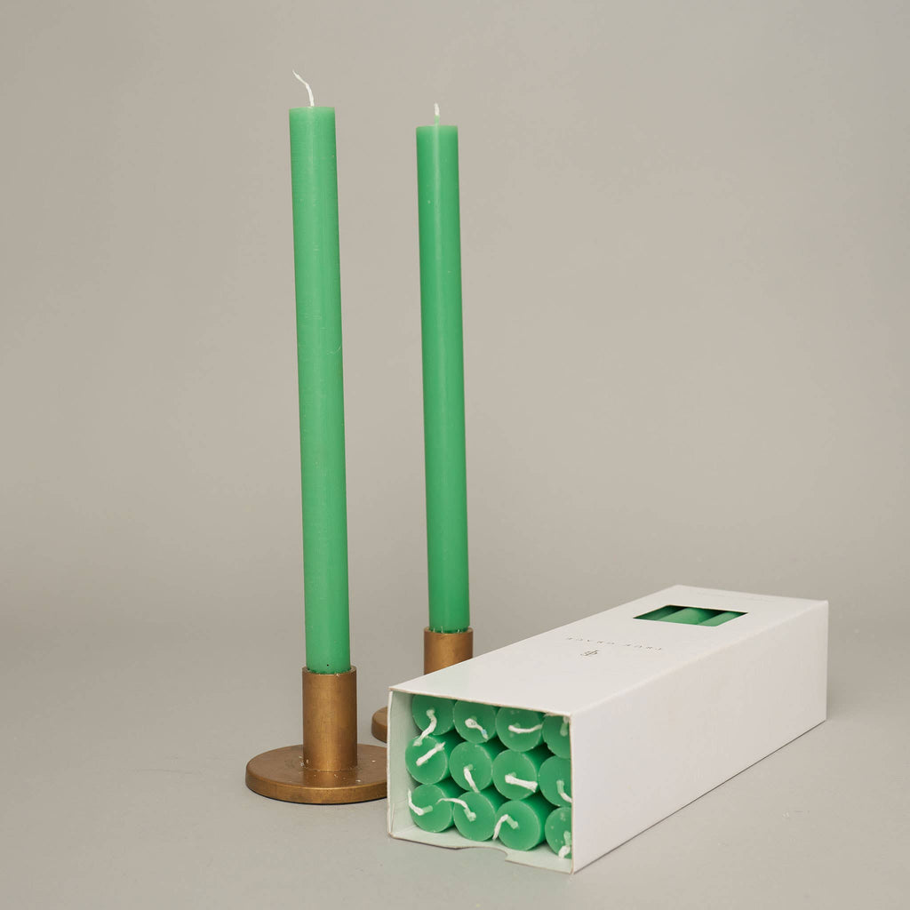 Peppermint Coloured Taper Candles - 12hr Burn