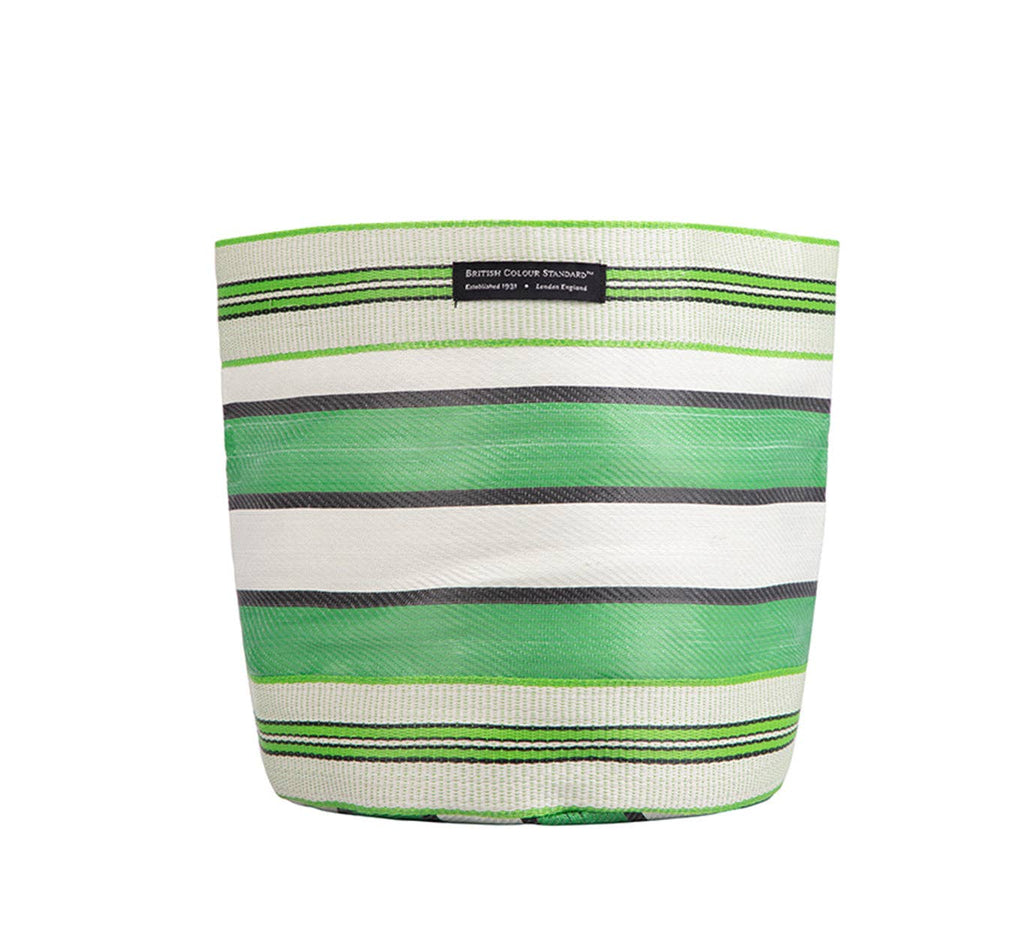 Large 25 cm - Eco Woven Plant Pot Cover in Grass Green, Indigo & Pearl: 6