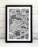 The History of Rap Hip Hop Music Print: Unframed / Grey & White / A3 Print