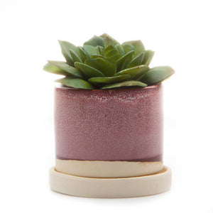 Minute - Glazed Modern Ceramic Pot with Saucer: Blue Aqua / 5"