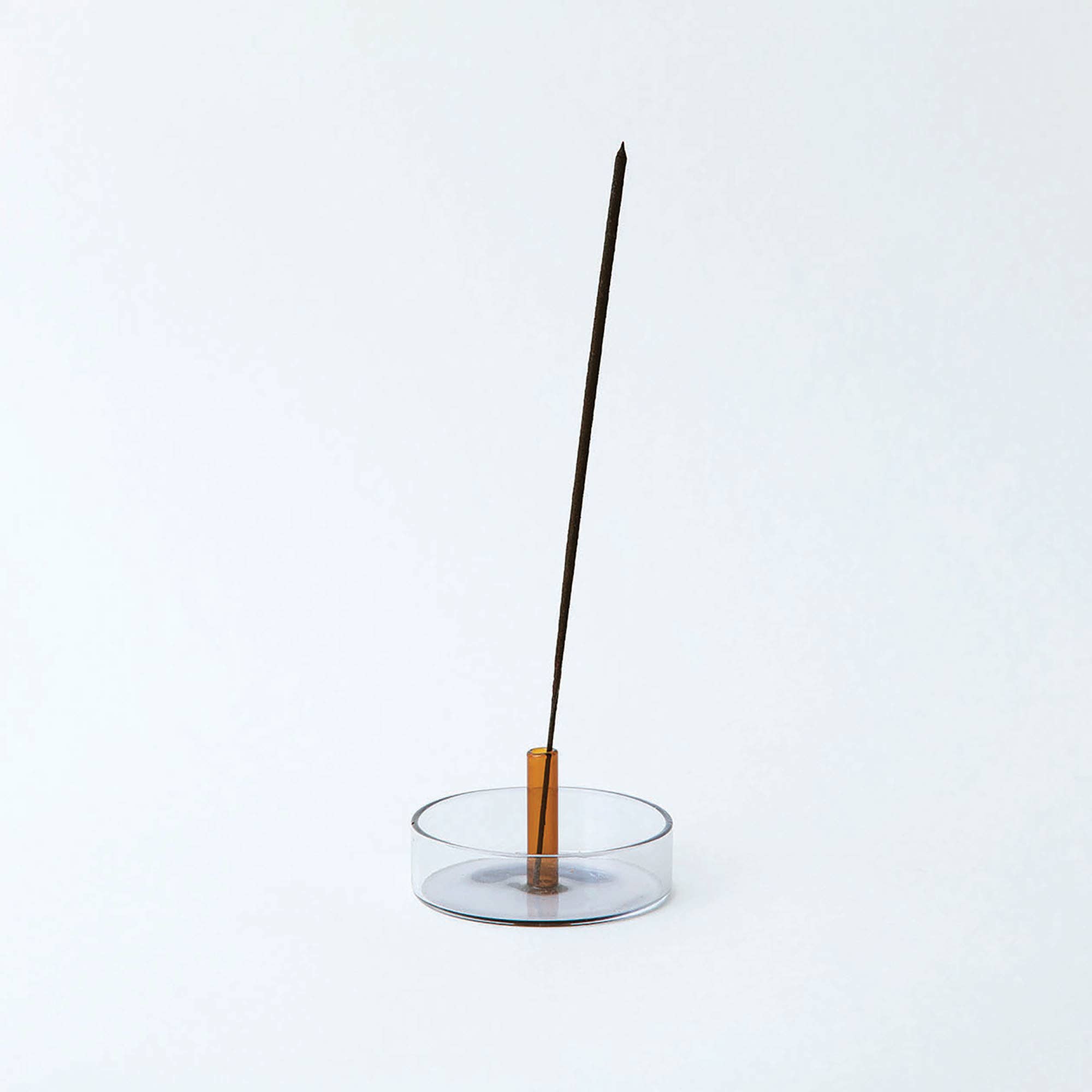 Duo Tone Glass Incense Holder: Smoke and Amber