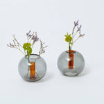 Mini Bubble Glass Vase: Smoke and Amber