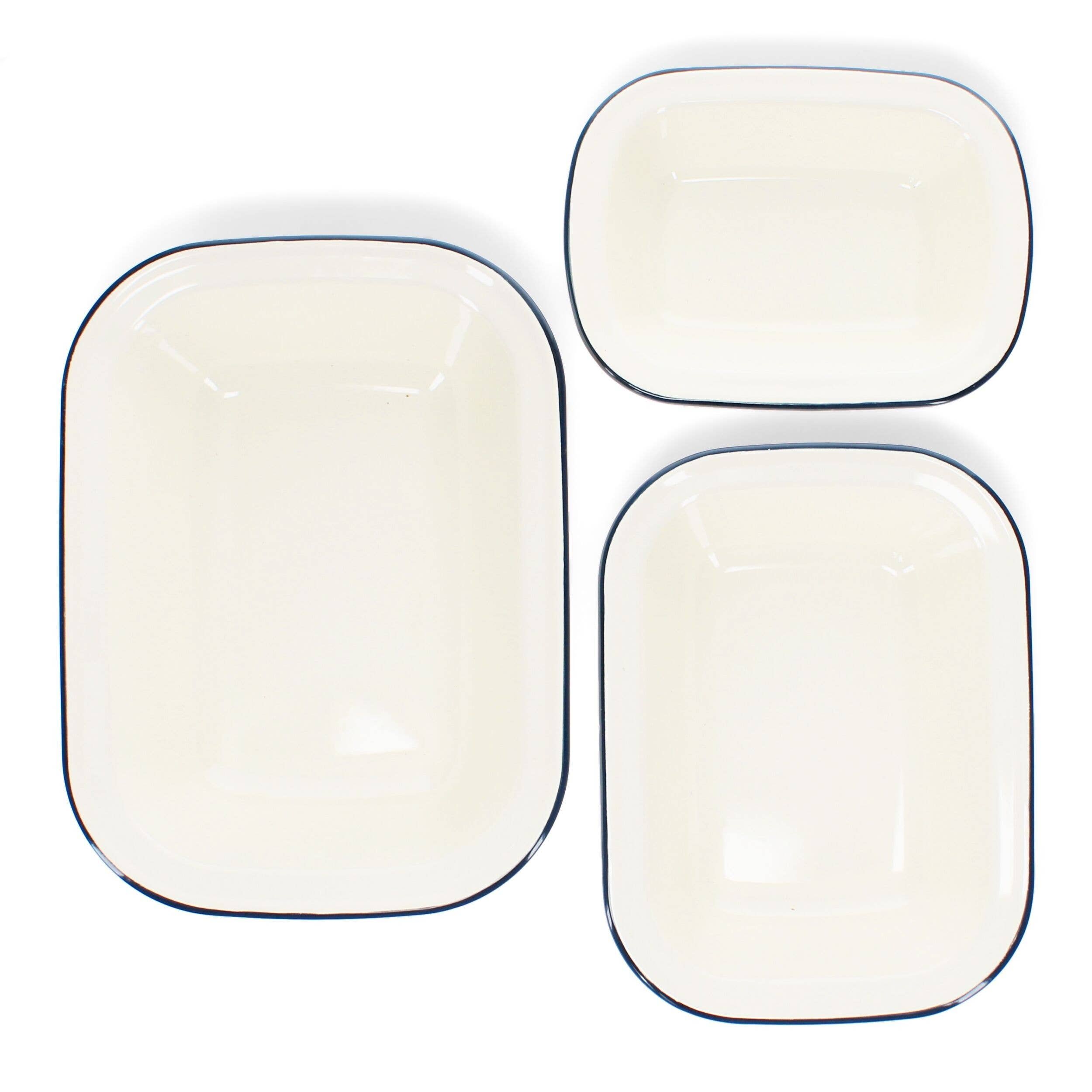 Enamel Pie Dishes (Set of 3) - Blue