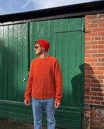 Organic Chunky Knit Fisherman Jumper Tangerine Orange: Xl