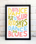 Let's Dance Colourful Song Lyric Typography Print: Unframed / Light Background / A3